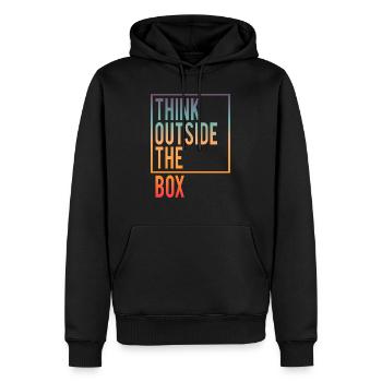 Think outside the Box - Männer Premium Bio Hoodie - Schwarz - Vorne - Nico (187cm)