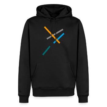 Minimal Streifen Design - Männer Premium Bio Hoodie - Schwarz - Vorne - Nico (187cm)
