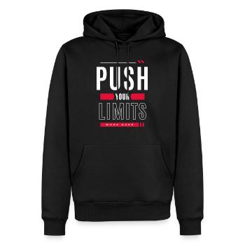 Push your limit musculation fitness - Sweat à capuche Premium bio Homme - noir - Devant - Nico (187cm)