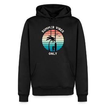 Ambiance estivale seulement - Sweat à capuche Premium bio Homme - noir - Devant - Nico (187cm)