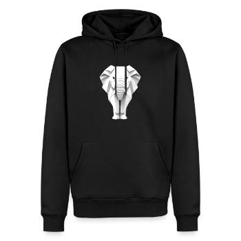 Éléphant en origami de papier - Sweat à capuche Premium bio Homme - noir - Devant - Nico (187cm)