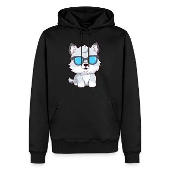 Looki le loup à lunettes - Sweat à capuche Premium bio Homme - noir - Devant - Nico (187cm)