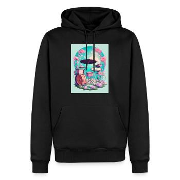Perkussion in Blumen - Männer Premium Bio Hoodie - Schwarz - Vorne - Nico (187cm)
