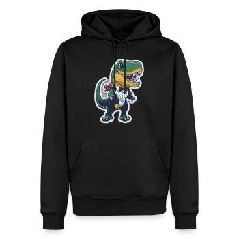 T-Rex Dino Dinosaurier im Anzug lustig witzig - Männer Premium Bio Hoodie - Schwarz - Vorne - Nico (187cm)