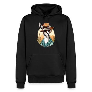 Goki the lama - Men’s Premium Organic Hoodie - black - Front - Nico (187cm)