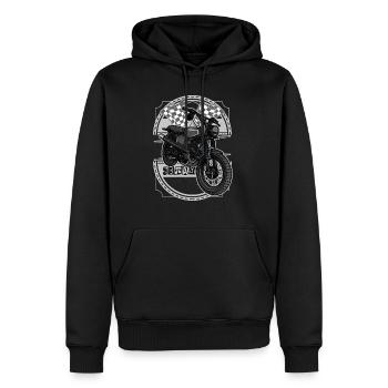 Schwalbe Scrambler // Illustration - Männer Premium Bio Hoodie - Schwarz - Vorne - Nico (187cm)