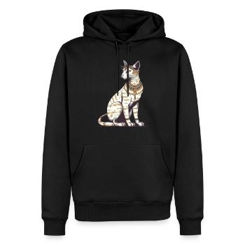 Le chat Egyptien n°2 - Sweat à capuche Premium bio Homme - noir - Devant - Nico (187cm)