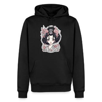 Geisha - Sweat à capuche Premium bio Homme - noir - Devant - Nico (187cm)