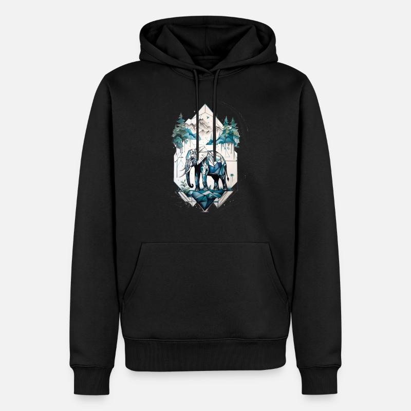Elefant - Männer Premium Bio Hoodie - Schwarz