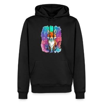 Fuchs, bunt, Kinder, Weihnachten, Schneeflocken - Männer Premium Bio Hoodie - Schwarz - Vorne - Nico (187cm)