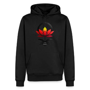Zen Flame Lotus: Passionate and Powerful - Men’s Premium Organic Hoodie - black - Front - Nico (187cm)