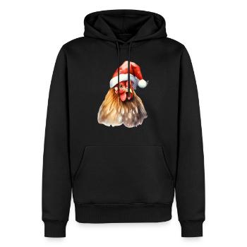 Henne mit Weihnachtsmütze Huhn Hahn T-Shirt Tasse - Männer Premium Bio Hoodie - Schwarz - Vorne - Nico (187cm)