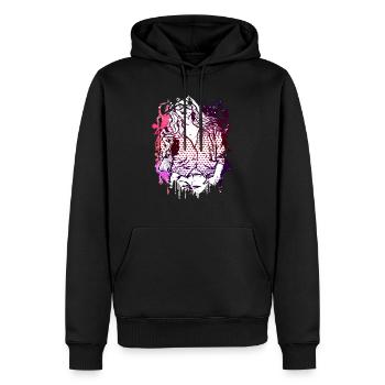 Schöne weibliche Gesichtsbemalung Kunst bunte Frau - Männer Premium Bio Hoodie - Schwarz - Vorne - Nico (187cm)