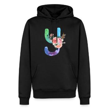 Lettre y watercolor - Sweat à capuche Premium bio Homme - noir - Devant - Nico (187cm)