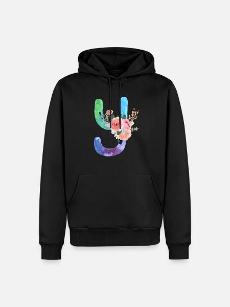 Buchstabe y Aquarell - Männer Premium Bio Hoodie - Schwarz