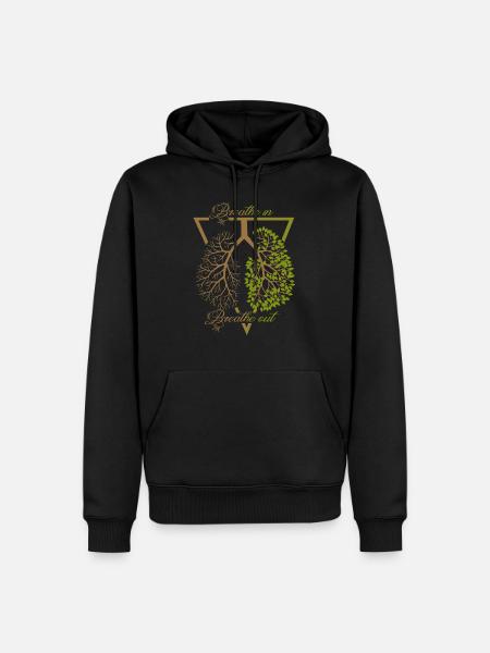 Breath in Breath Out: Natürliche Balance" - Männer Premium Bio Hoodie - Schwarz
