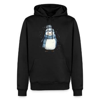 T-shirt pingouin : charme arctique ludique - Sweat à capuche Premium bio Homme - noir - Devant - Nico (187cm)