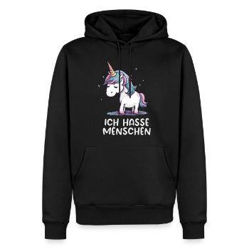 Ich hasse Menschen - Trauriges Einhorn Edition - Männer Premium Bio Hoodie - Schwarz - Vorne - Nico (187cm)