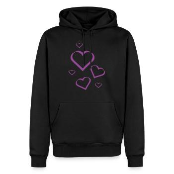 Coeur Violet Violet Coeur Motif Violet - Sweat à capuche Premium bio Homme - noir - Devant - Nico (187cm)