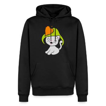 Lustiges niedliches Kätzchen mit Pilzhut - Männer Premium Bio Hoodie - Schwarz - Vorne - Nico (187cm)