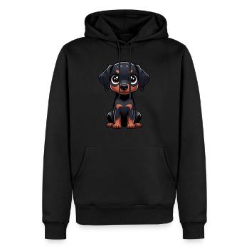 Illustration numérique de doberman mignon - Sweat à capuche Premium bio Homme - noir - Devant - Nico (187cm)