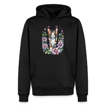 Clématite Kitty Cat - Sweat à capuche Premium bio Homme - noir - Devant - Nico (187cm)