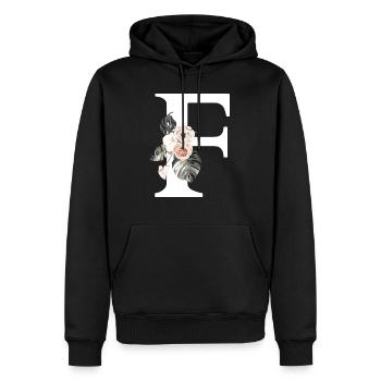 Tropischer Blumenbuchstabe f - Männer Premium Bio Hoodie - Schwarz - Vorne - Nico (187cm)