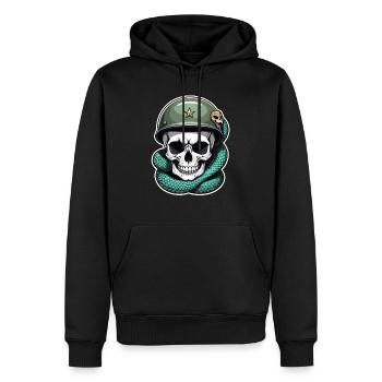 serpent squelette et tatouage - Sweat à capuche Premium bio Homme - noir - Devant - Nico (187cm)