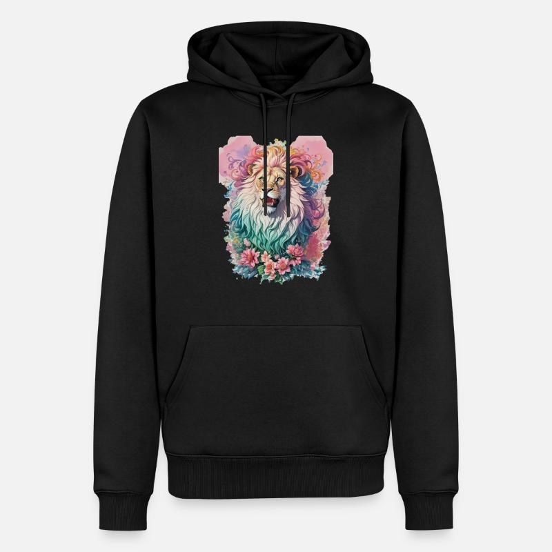 Aquarelle Lion - Sweat à capuche Premium bio Homme - noir
