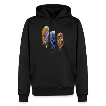 Feder - Männer Premium Bio Hoodie - Schwarz - Vorne - Nico (187cm)