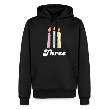 3rd Anniversary Candle - Men’s Premium Organic Hoodie - black - Front - Nico (187cm)