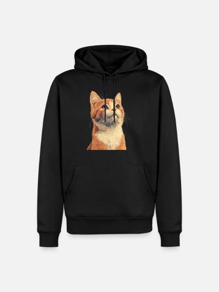 Chat roux mignon - Sweat à capuche Premium bio Homme - noir