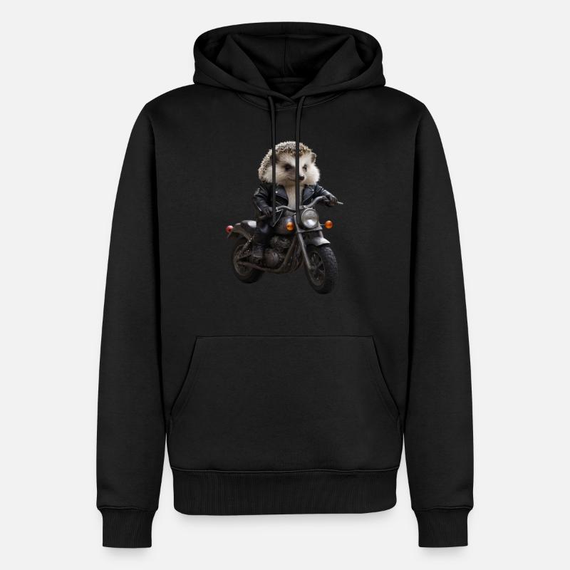 Herisson motard - Sweat à capuche Premium bio Homme - noir