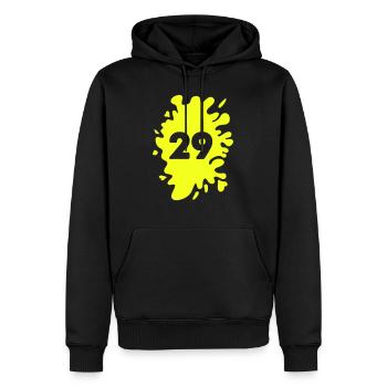 Klecks 29 - Männer Premium Bio Hoodie - Schwarz - Vorne - Nico (187cm)