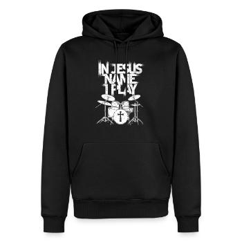 Dynamik im Lobpreis - Männer Premium Bio Hoodie - Schwarz - Vorne - Nico (187cm)