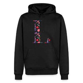 Personalisierter Blumenbuchstabe l - Geschenkidee - Männer Premium Bio Hoodie - Schwarz - Vorne - Nico (187cm)