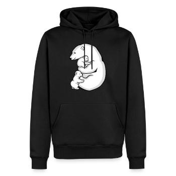 Ours polaire avec ses deux bébés - Sweat à capuche Premium bio Homme - noir - Devant - Nico (187cm)