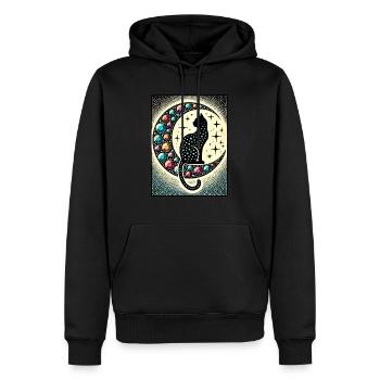Schwarze Katze Luna - Männer Premium Bio Hoodie - Schwarz - Vorne - Nico (187cm)