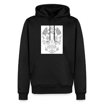 Skull Tattoo Coloring Page Pattern - Men’s Premium Organic Hoodie - black - Front - Nico (187cm)