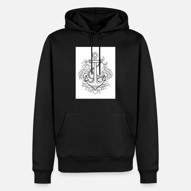 Anker Tattoo Malvorlage Muster - Männer Premium Bio Hoodie - Schwarz
