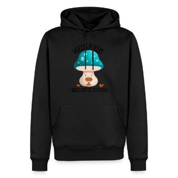 Hokuspokus Ich brauche Kaffee, um mich zu konzentrieren - Männer Premium Bio Hoodie - Schwarz - Vorne - Nico (187cm)