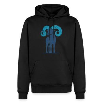 Bélier 1 - Sweat à capuche Premium bio Homme - noir - Devant - Nico (187cm)