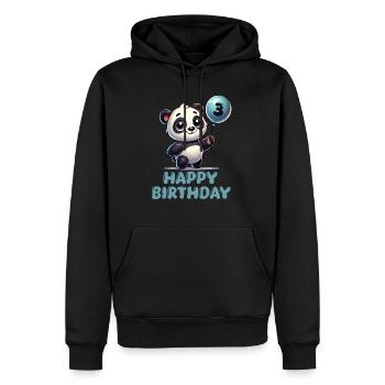 panda comic ballon birthday 3 - Männer Premium Bio Hoodie - Schwarz - Vorne - Nico (187cm)