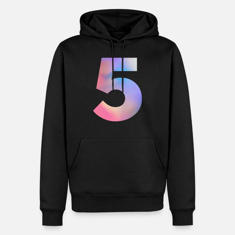 Bunte Zahl 5 - Männer Premium Bio Hoodie - Schwarz