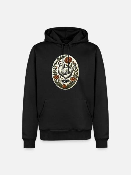 Kurczak w stylu vintage – rustykalny wiejski dom w stylu wiejskim - Ekologiczna męska bluza z kapturem Premium - czarny