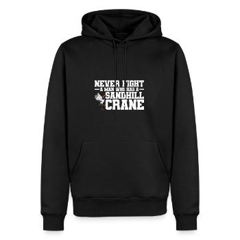 Kranich - Männer Premium Bio Hoodie - Schwarz - Vorne - Nico (187cm)