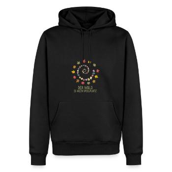 Waldkinder - Der Wald ist mein Spielplatz - Männer Premium Bio Hoodie - Schwarz - Vorne - Nico (187cm)