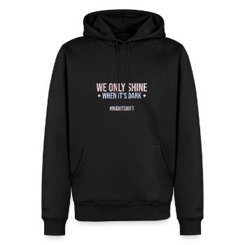 Nachtschicht - Männer Premium Bio Hoodie - Schwarz - Vorne - Nico (187cm)