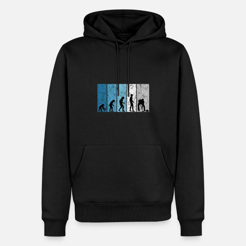 Eis Curling Curler Eisstockschießen Evolution - Männer Premium Bio Hoodie - Schwarz