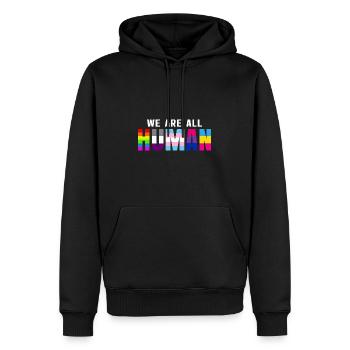 Nous sommes tous humains - Sweat à capuche Premium bio Homme - noir - Devant - Nico (187cm)